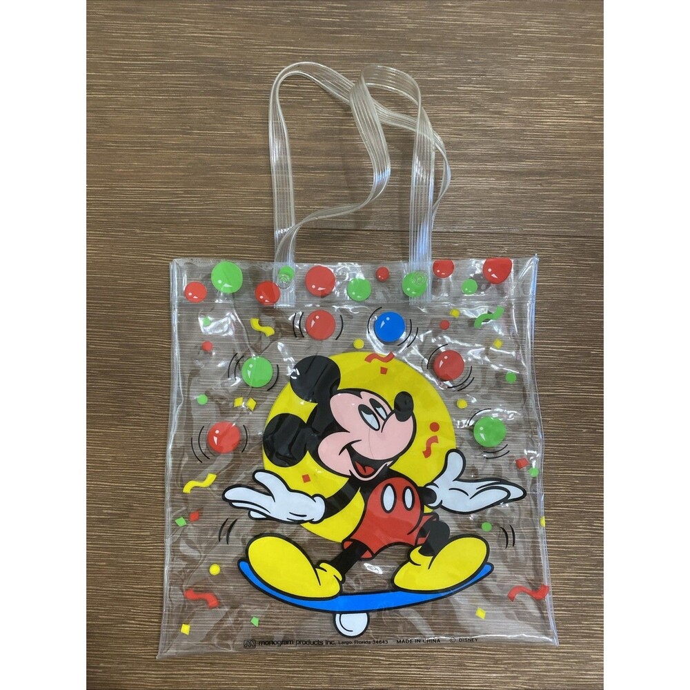 Mickey Mouse Disney Tote Bag Vintage Monogram Products Clear 9”x 9”